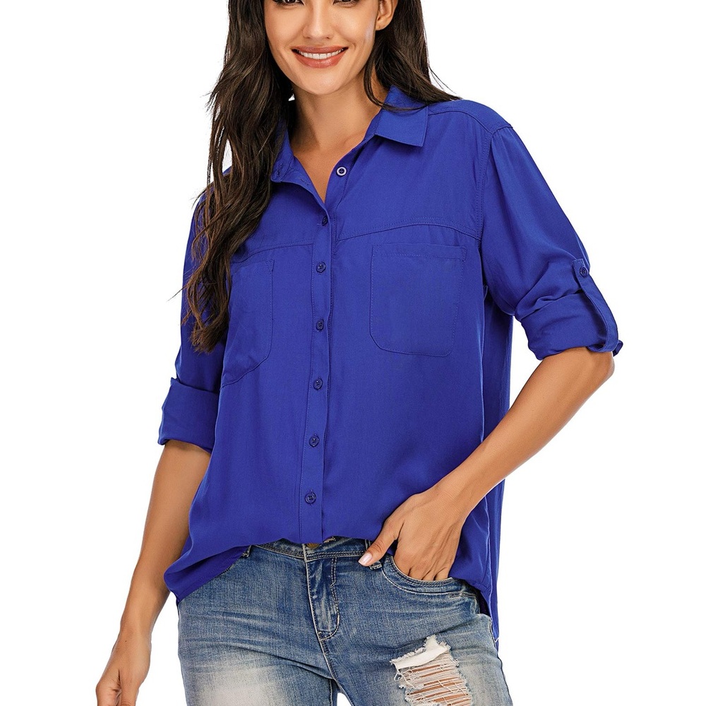 Express Royal Blue Button-Down Shirt